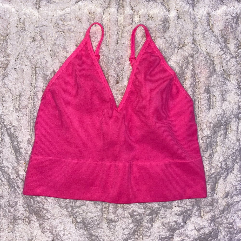 Hot pink cropped tank top